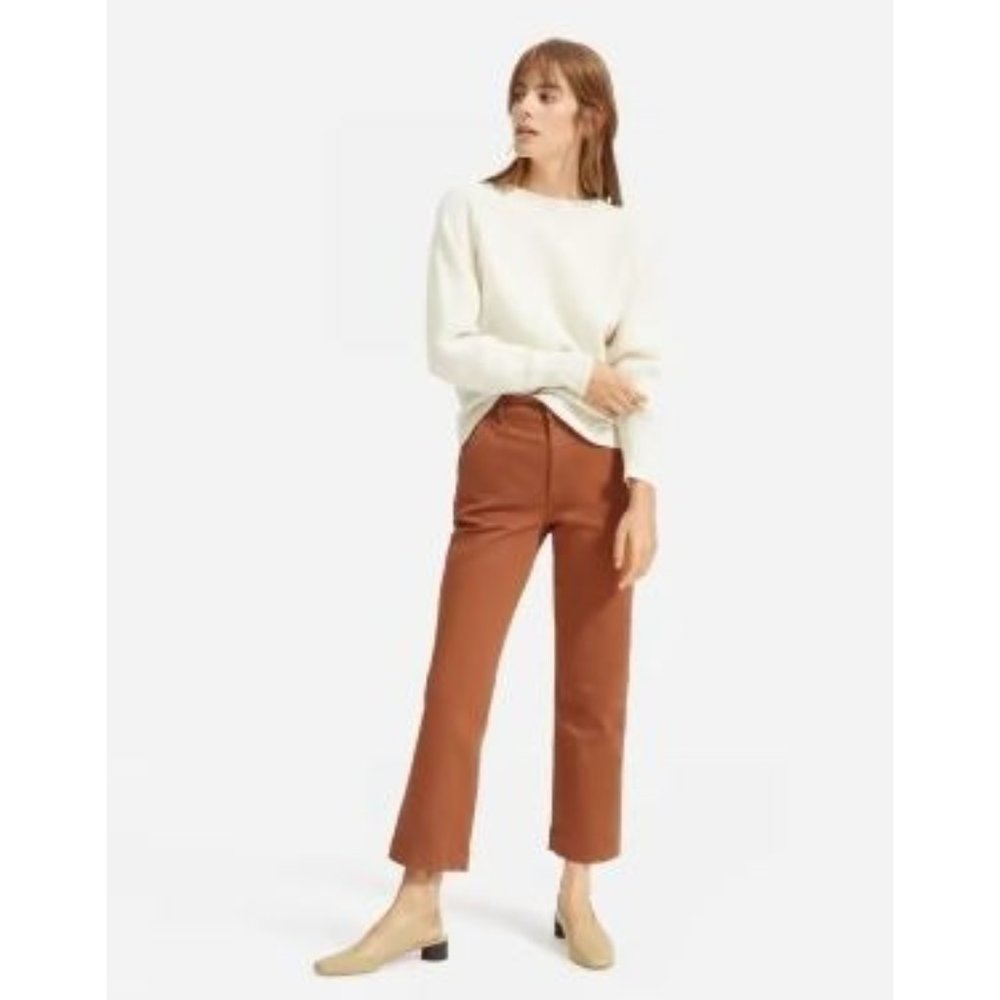 EVERLANE The Straight Leg Cropped High Waisted Jeans Size 0 Cocoa Brown